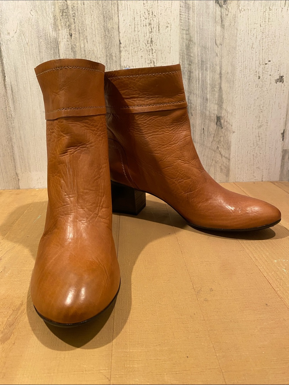 CNC Costume National Cognac Leather Ankle Boots